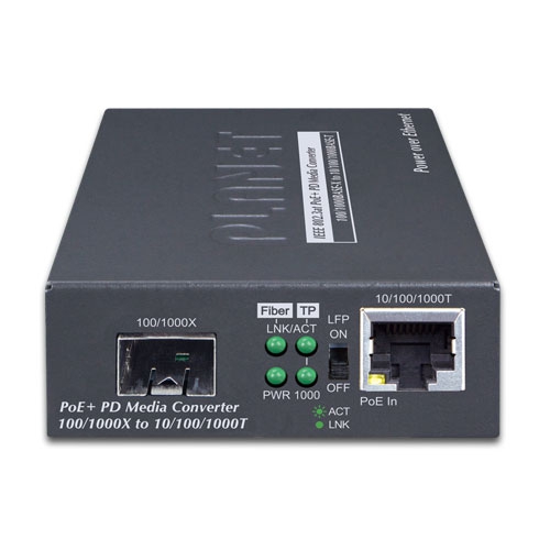 1G медиаконвертер SFP > 1G/100BASE-T PoE 802.3af/at/bt (неуправляемый) GT-805A-PD - Planet
