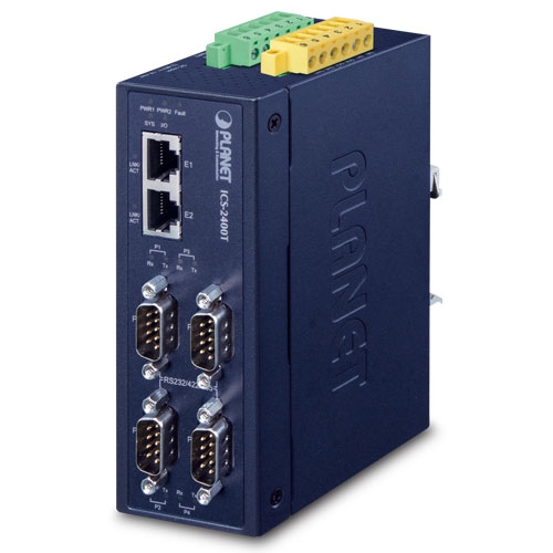 Сервер последовательных устройств PLANET ICS-2400T (4×RS232/422/485 to Industrial Ethernet)