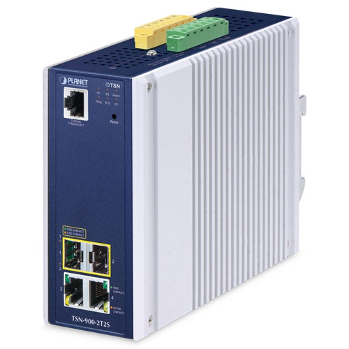 Промышленный 2-портовый 10/100/1000T + 2-портовый 1G/2,5G SFP управляемый TSN медиаконвертер