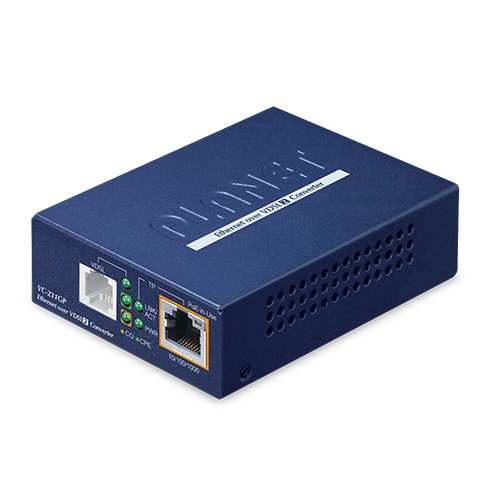 1-портовый Ethernet-конвертер 10/100/1000T 802.3at с поддержкой PoE+ для VDSL2