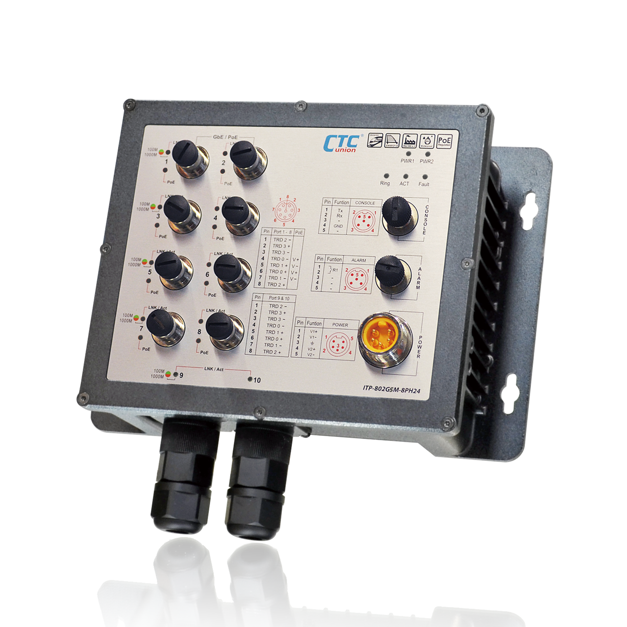 ITP-802GSM-8PH24 - Управляемый EN50155 PoE-коммутатор ITP-802GSM-8PH24 - Управляемый EN50155 PoE-коммутатор