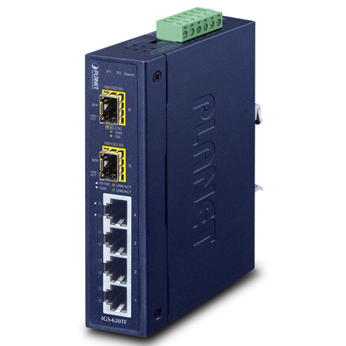 IGS-620TF - Industrial 4-Port 10/100/1000BASE-T + 2-Port 100/1G/2.5GBASE-X SFP IGS-620TF - Industrial 4-Port 10/100/1000BASE-T + 2-Port 100/1G/2.5GBASE-X SFP