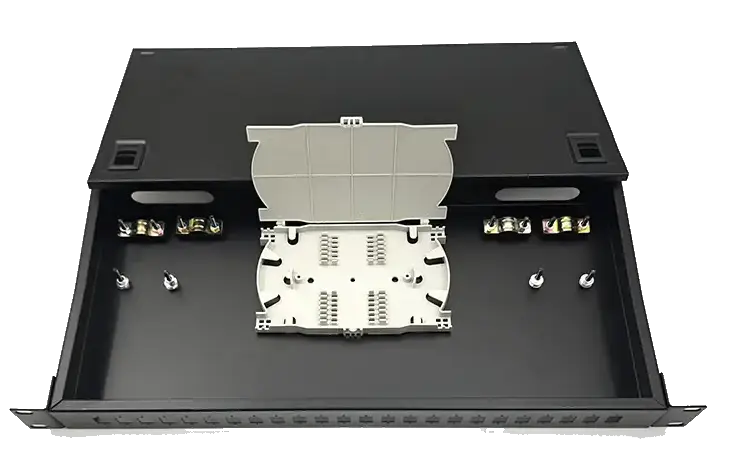 RMF-1 Оптична патч панель (ODF) 1U із верхньою кришкою, з фіксатором