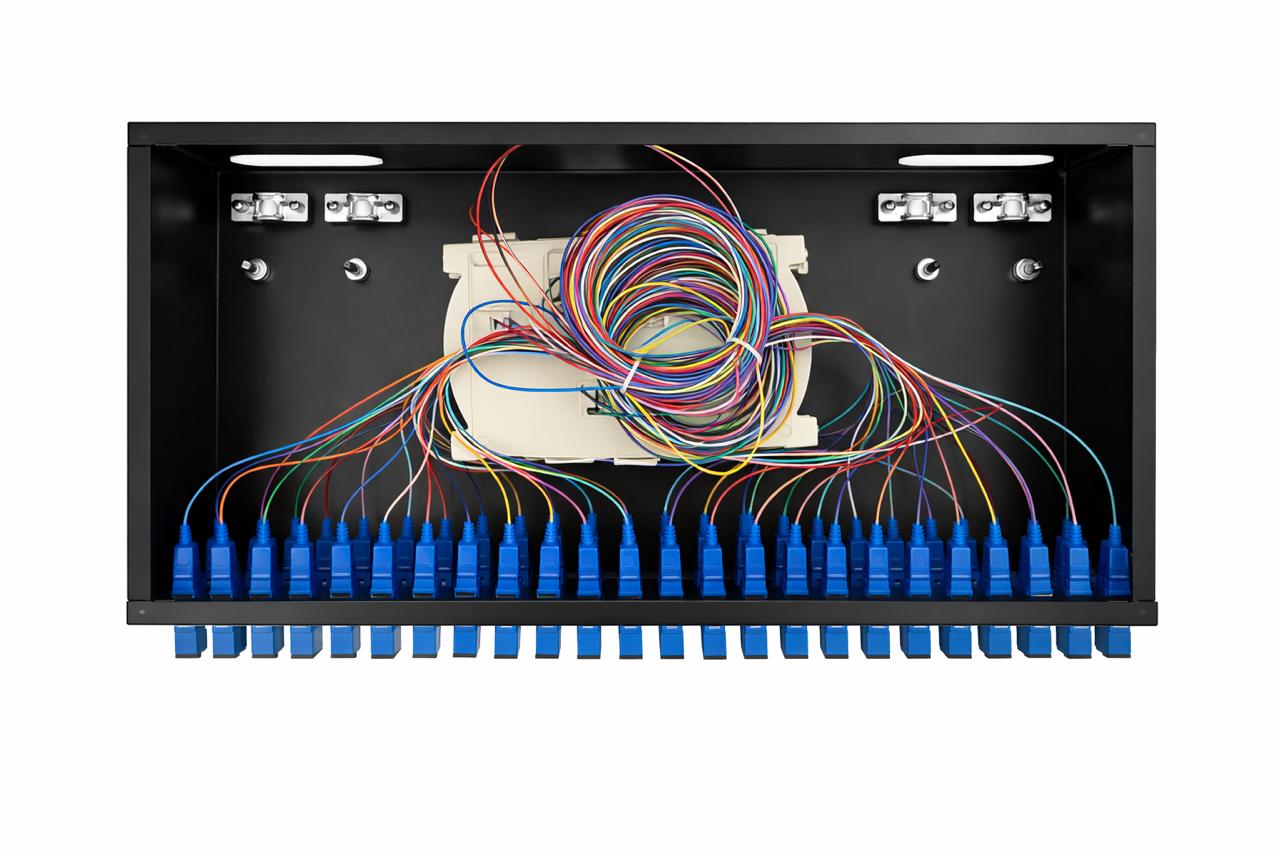 RMF-2 Оптична патч панель (ODF) 2U із верхньою кришкою, з фіксатором
