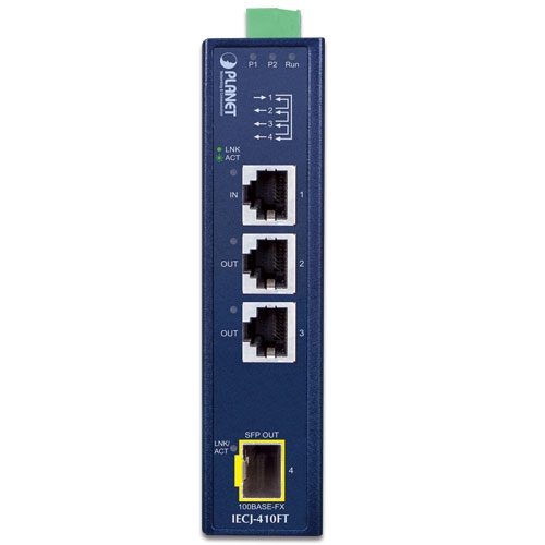 IECJ-410FT - Промисловий 3-портовий RJ45 + 1-портовий SFP EtherCAT Junction Slave