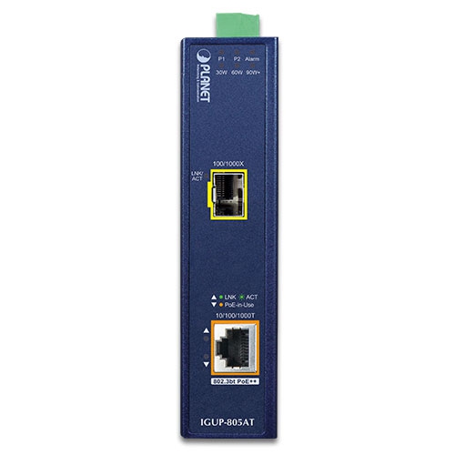 Промышленный 100/1000X SFP на 10/100/1000T 802.3bt PoE++ - IGUP-805AT