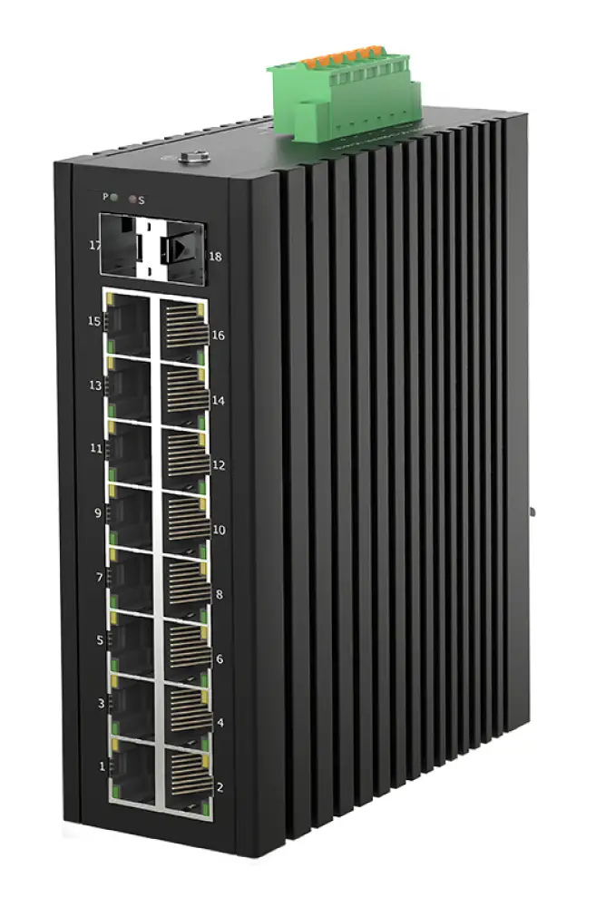 Промышленный L2+ коммутатор 16×GE RJ45 + 2×SFP 2.5G, управляемый, DIN, -40…+75°C
