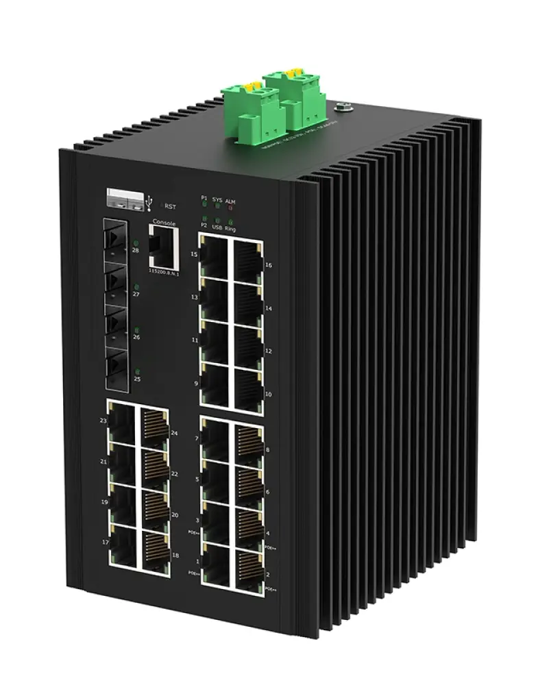 Промышленный PoE коммутатор Layer 2+ 24×GE PoE + 4×10G SFP+
