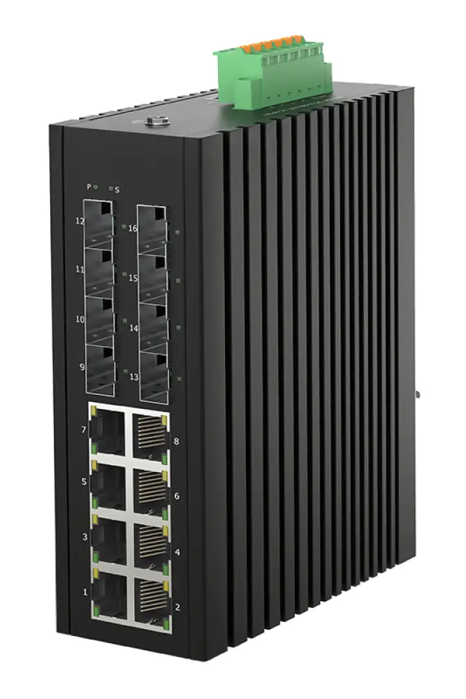 Промышленный L2+ коммутатор 8×GE RJ45 + 4×SFP + 4×SFP 2.5G, управляемый, DIN, -40…+75°C