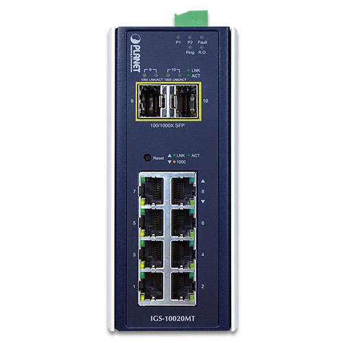 IGS-10020MT - Industrial 8-port 10/100/1000T + 2-port 1G/2.5G SFP Managed Gigabit Switch