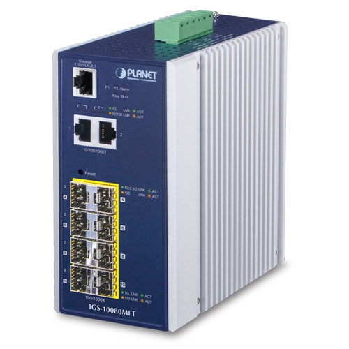 IGS-10080MFT - Industrial 6-Port 100/1000X SFP + 2-Port 1G/2.5G SFP + 2-Port 10/100/1000T IGS-10080MFT - Industrial 6-Port 100/1000X SFP + 2-Port 1G/2.5G SFP + 2-Port 10/100/1000T
