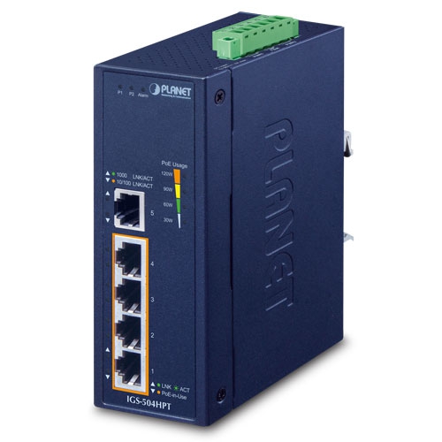 IGS-504HPT - Промышленный неуправляемый коммутатор с 4 PoE+ портами и 1 Gigabit портом IGS-504HPT - Промышленный неуправляемый коммутатор с 4 PoE+ портами и 1 Gigabit портом