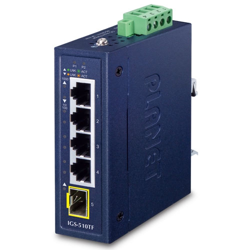 IGS-510TF - Industrial Compact 4-Port 10/100/1000T + 1-Port 100/1000X SFP IGS-510TF - Industrial Compact 4-Port 10/100/1000T + 1-Port 100/1000X SFP
