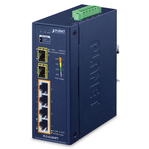 IGS-624HPT - Промышленный неуправляемый коммутатор с 4 PoE+ портами, 2 SFP слотами IGS-624HPT - Промышленный неуправляемый коммутатор с 4 PoE+ портами, 2 SFP слотами
