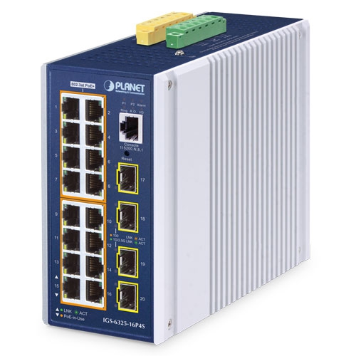 Промышленный L3 16-портовый 10/100/1000T 802.3at PoE + 4-портовый 1G/2.5G SFP управляемый Ethernet-коммутатор - IGS-6325-16P4S Промышленный L3 16-портовый 10/100/1000T 802.3at PoE + 4-портовый 1G/2.5G SFP управляемый Ethernet-коммутатор - IGS-6325-16P4S