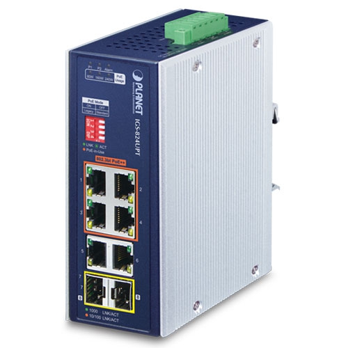 IGS-824UPT - Промышленный неуправляемый коммутатор с 4 PoE++ портами, 2 Gigabit портами и 2 SFP слотами IGS-824UPT - Промышленный неуправляемый коммутатор с 4 PoE++ портами, 2 Gigabit портами и 2 SFP слотами