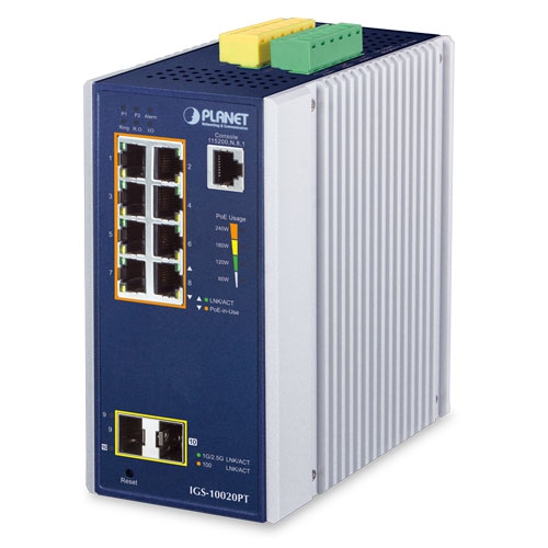 GS-10020PT - Промышленный 8 x 10/100/1000T 802.3at PoE + 2 x 1G/2.5G SFP управляемый коммутатор GS-10020PT - Промышленный 8 x 10/100/1000T 802.3at PoE + 2 x 1G/2.5G SFP управляемый коммутатор