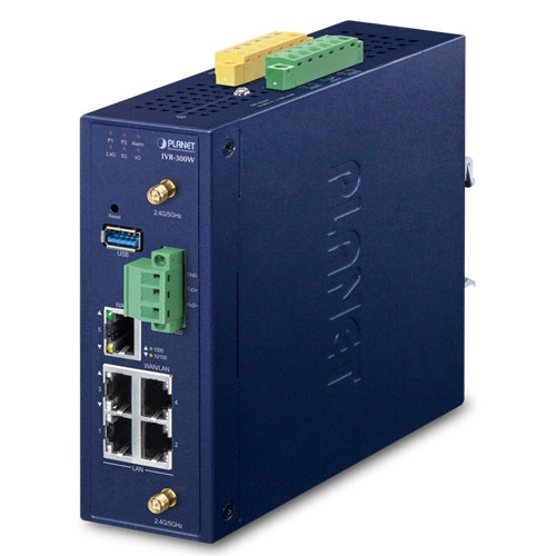 IVR-300W - Industrial 5-Port 10/100/1000T + 802.11ax Wi-Fi VPN Security Gateway IVR-300W - Industrial 5-Port 10/100/1000T + 802.11ax Wi-Fi VPN Security Gateway