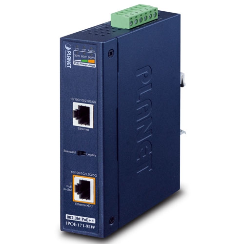 Промышленный однопортовый мультигигабитный инжектор 802.3bt PoE++ (95 Вт, -40~75 градусов C, 12~54 В DC) - IPOE-171-95W Промышленный однопортовый мультигигабитный инжектор 802.3bt PoE++ (95 Вт, -40~75 градусов C, 12~54 В DC) - IPOE-171-95W