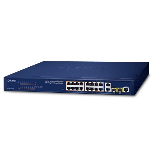 FGSW-1816HPS - 16-Port 10/100TX 802.3at PoE + 2-Port Gigabit TP/SFP FGSW-1816HPS - 16-Port 10/100TX 802.3at PoE + 2-Port Gigabit TP/SFP