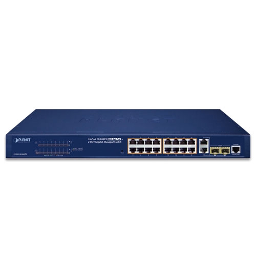 FGSW-1816HPS - 16-Port 10/100TX 802.3at PoE + 2-Port Gigabit TP/SFP