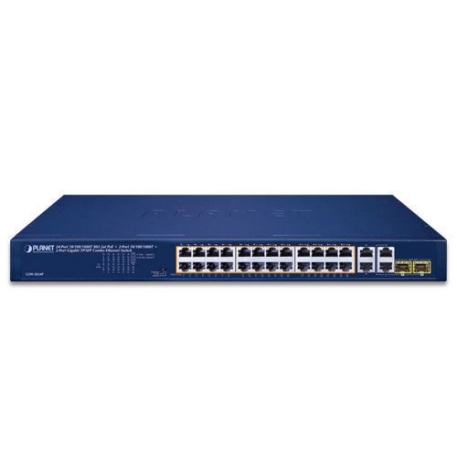 GSW-2824P - 24-Port 10/100/1000T 802.3at PoE + 2-Port 10/100/1000T + 2-Port Gigabit TP/SFP