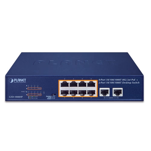 GSD-1008HP - 8-Port 10/100/1000T 802.3at PoE + 2-Port 10/100/1000T