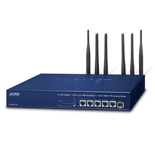 Мобильный роутер 5G NR + Wi-Fi 6 AX 1800 Dual Band + 1-Port 1000X SFP VPN Security Router Мобильный роутер 5G NR + Wi-Fi 6 AX 1800 Dual Band + 1-Port 1000X SFP VPN Security Router